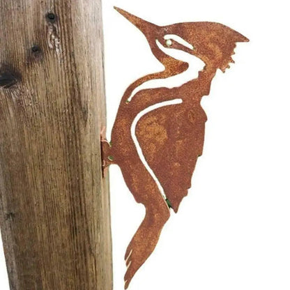 Garden Stake with Bird Silhouette | Rust Effect | Metal | 14 x 7 x 1 cm