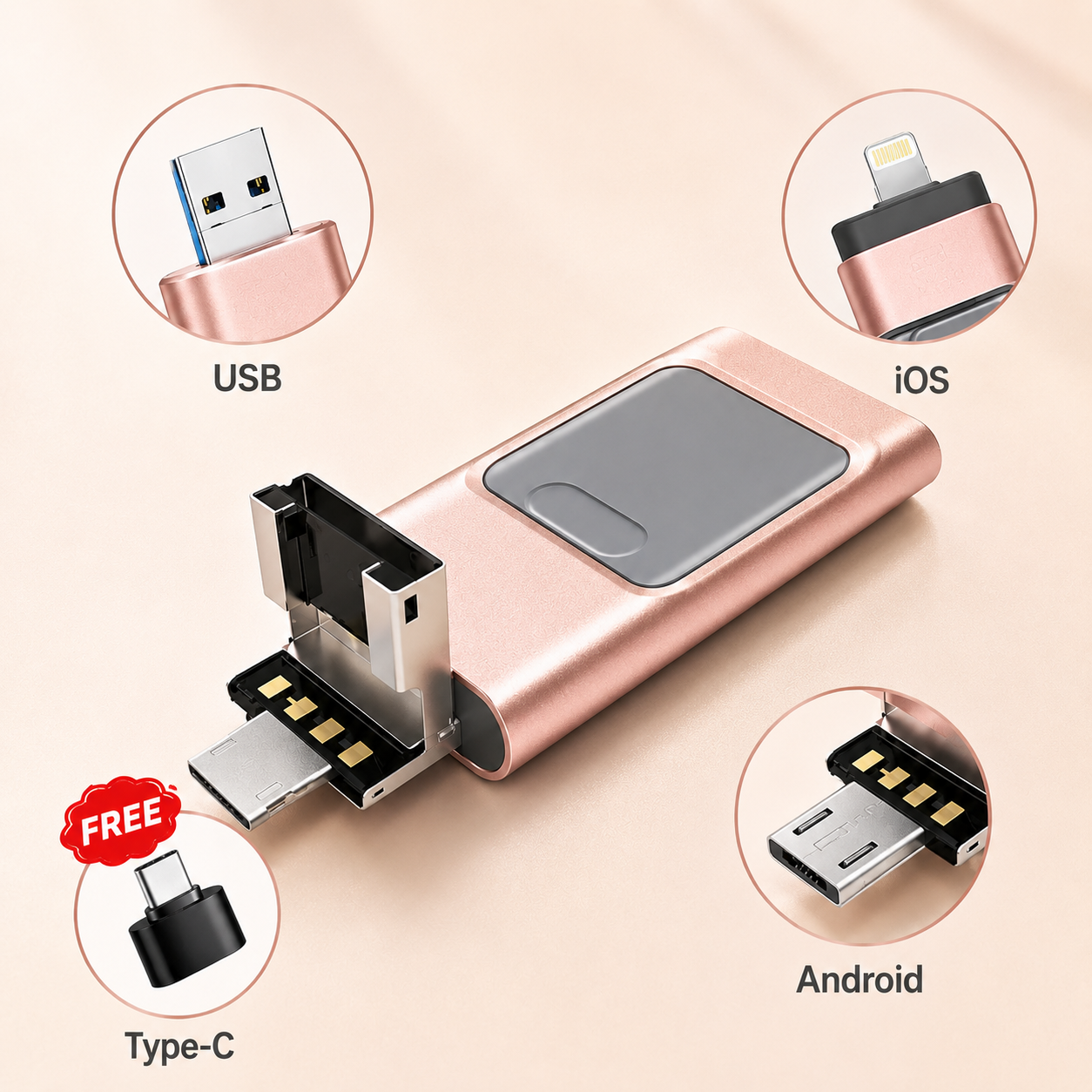 32GB Multi-Function USB Drive Compatible with All Devices