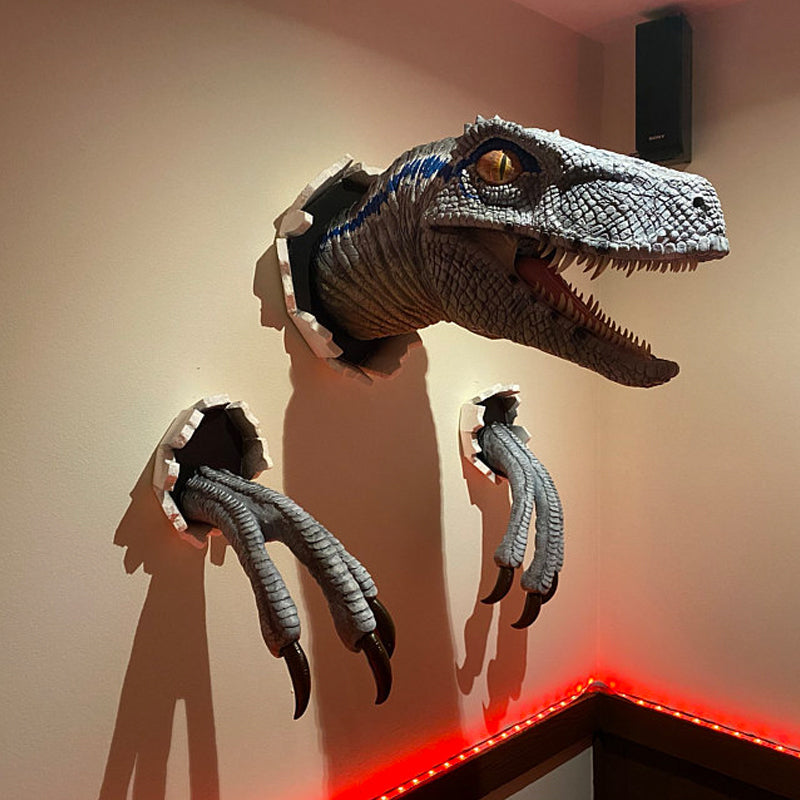 Wall Decor Featuring Bursting Velociraptor Design