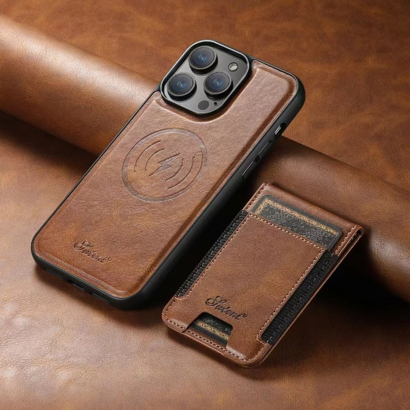 Leather Phone Case with Card Holder and Stand – Compatible with iPhone