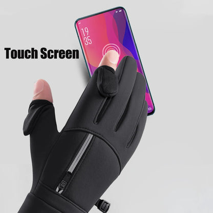 Waterproof and Windproof Winter Gloves with Foldable Fingertips - Touchscreen Compatible - Sizes M to XL
