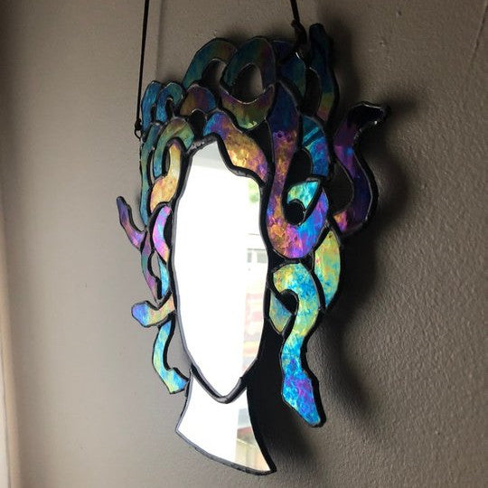 Medusa Suncatcher Mirror with Stained Glass Design