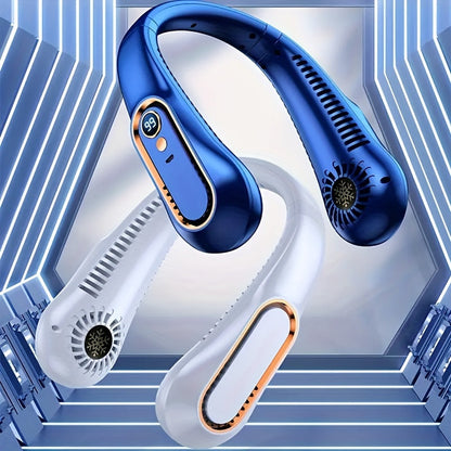 Portable USB Fan with 5 Speed Settings and Digital Display - Bladeless Design for Outdoor Use