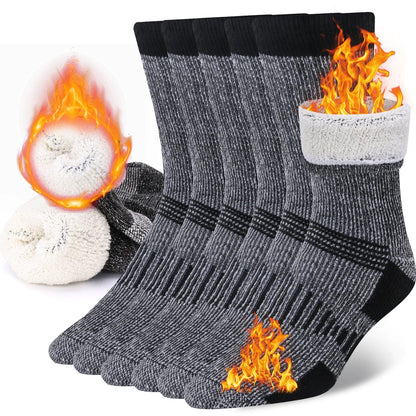 3-Pack of Thick Warm Merino Wool Socks | Durable, Breathable | Great for Work, Hiking & Outdoor Use