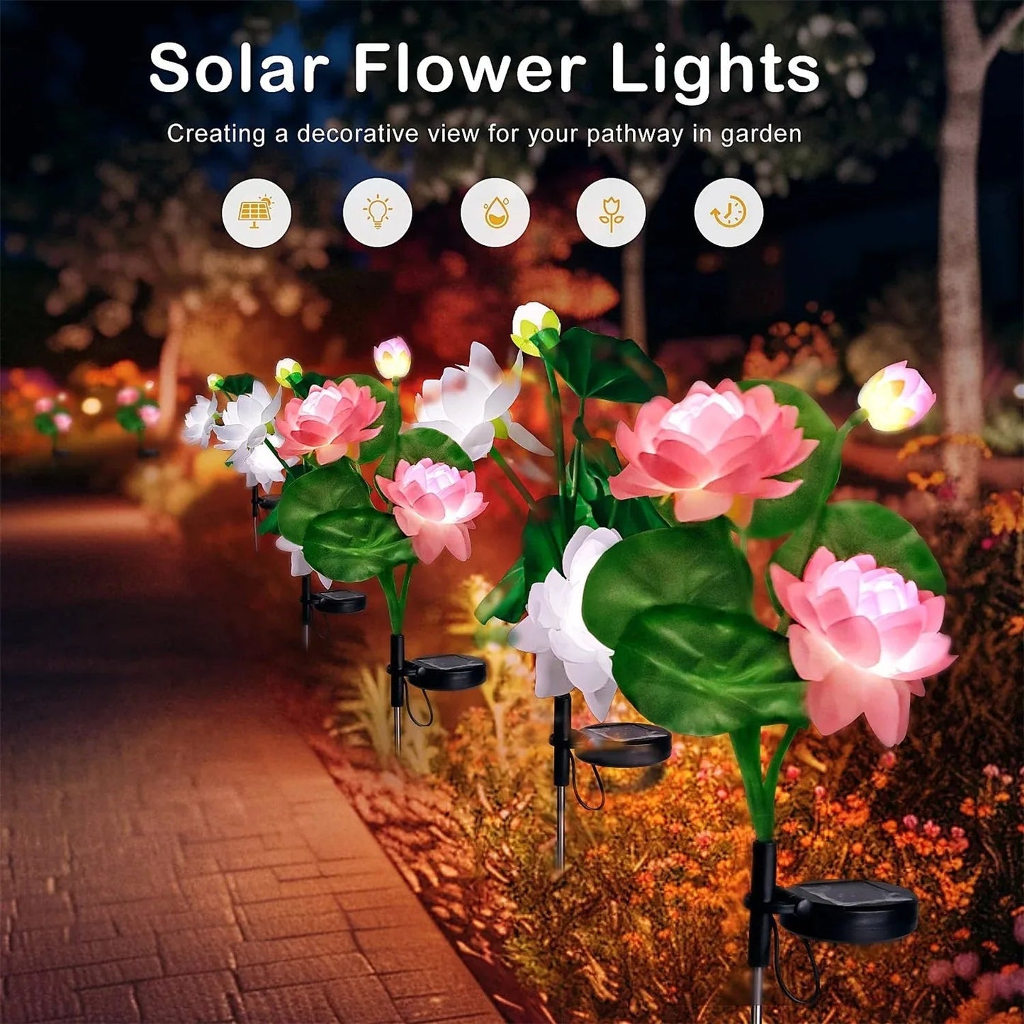 Solar Garden Lotus Light | LED Flower Lamp | Waterproof IP65 | Outdoor Use