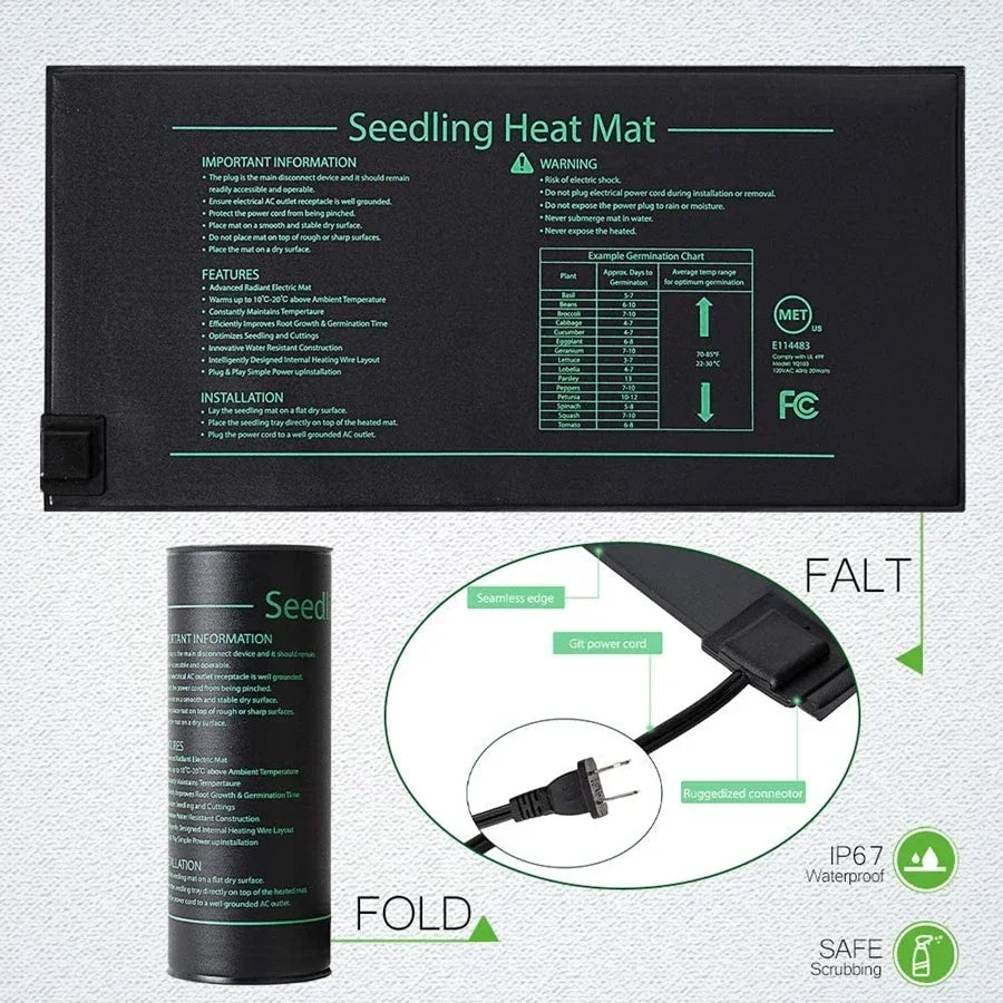 Hydroponic Heating Mat for Seedlings | 220V EU Plug | 4 Size Options | Waterproof & Energy Efficient