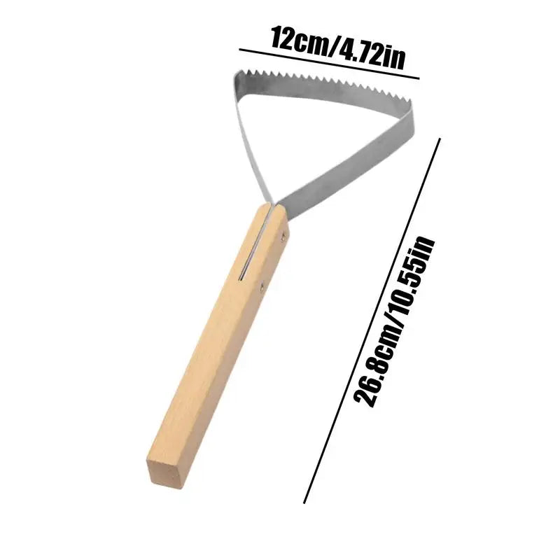 Garden Weeder Tool | Triangular Grass Scraper with Metal Blade and Wooden Handle 26.8 x 12 cm