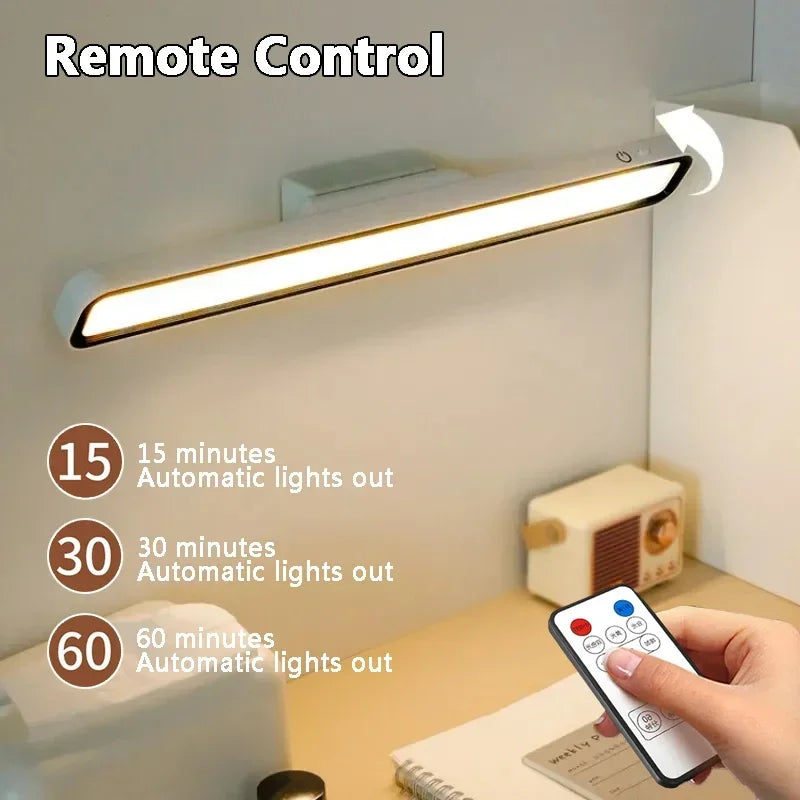 LED Desk Lamp with USB Rechargeable, Magnetic, Dimmable, Remote Control, 3000–6000K