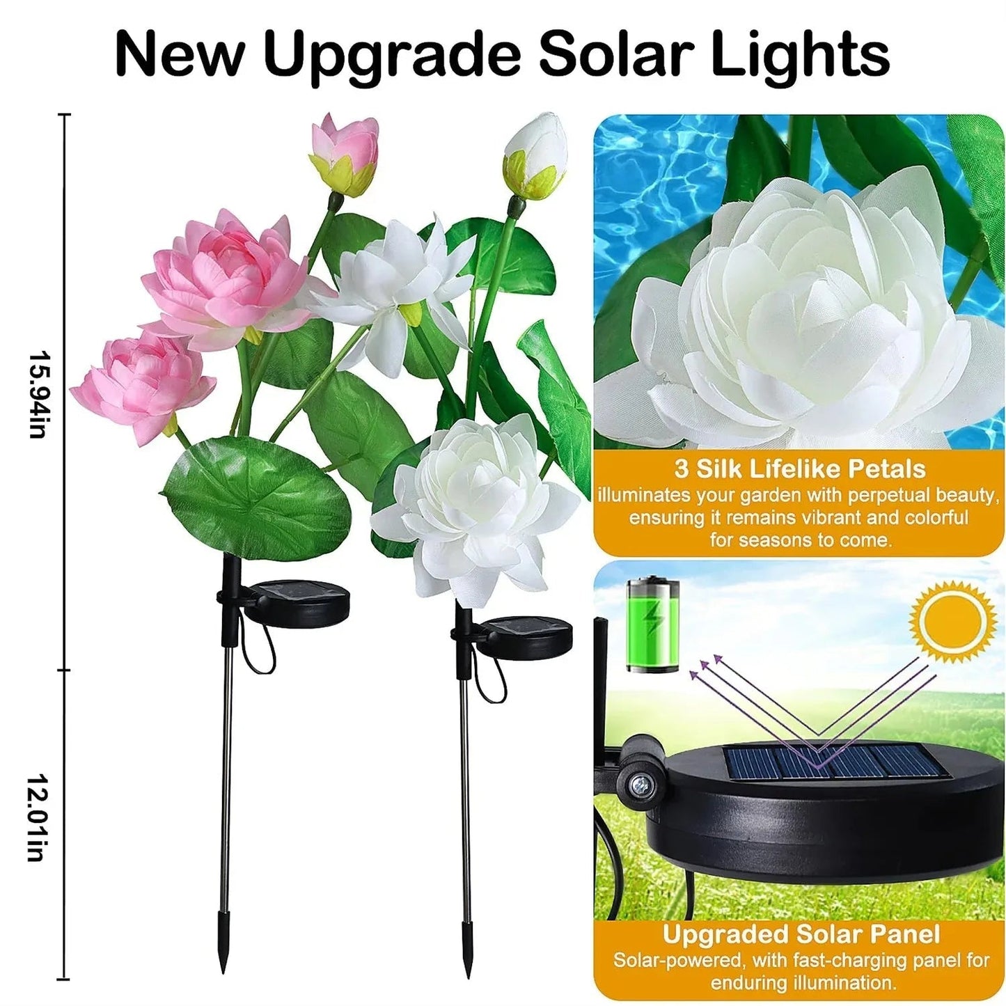 Solar Garden Lotus Light | LED Flower Lamp | Waterproof IP65 | Outdoor Use