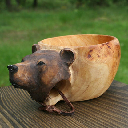Handcrafted Wooden Mug – Artisanal Carved Design