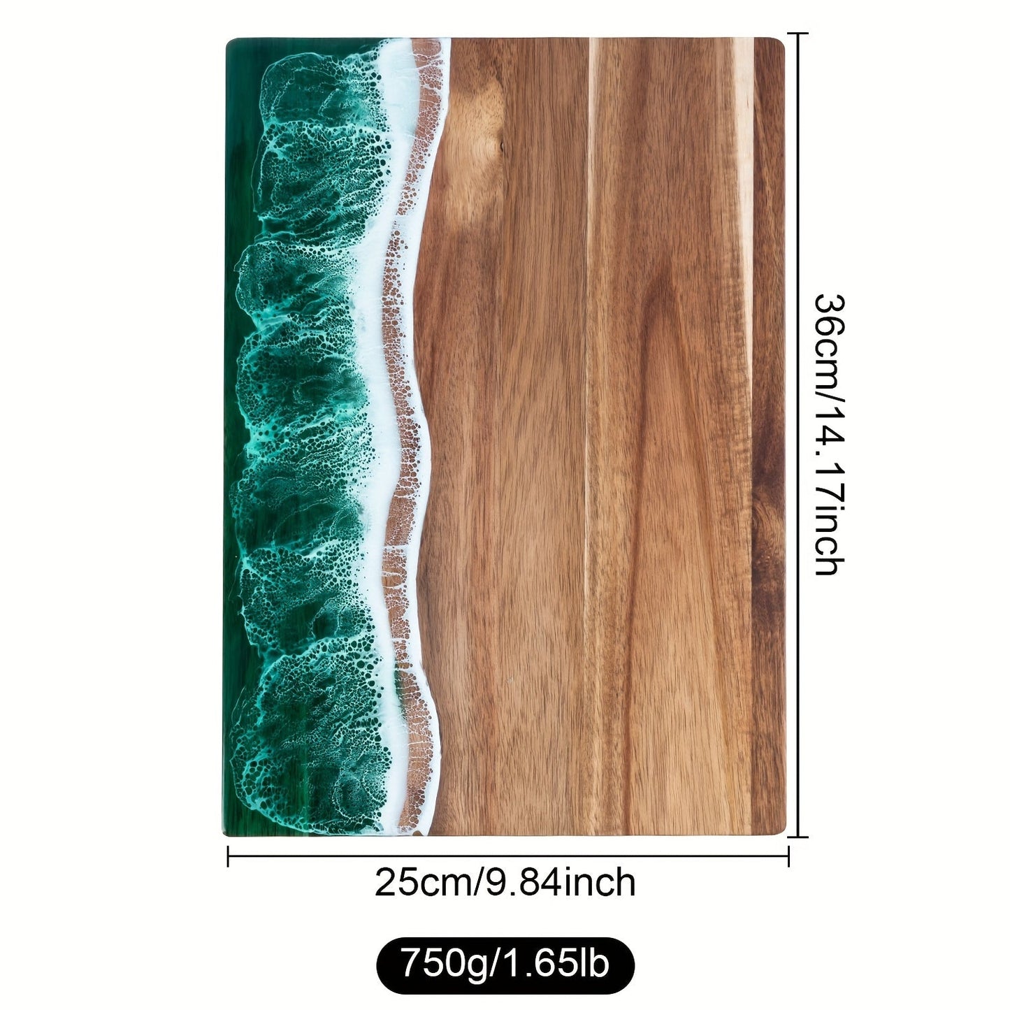 Wooden Cutting Board with Ocean Resin – Charcuterie and Cheese Platter