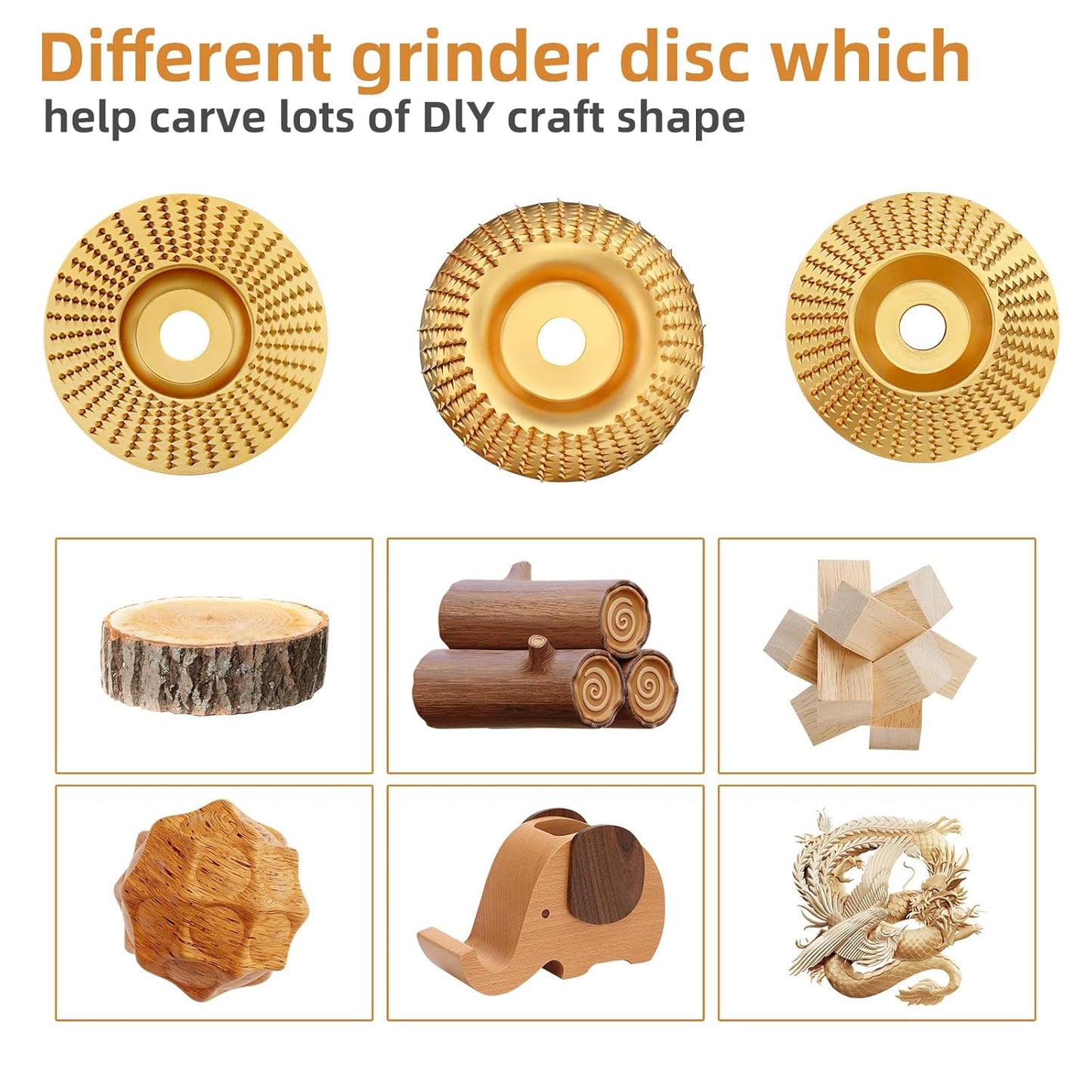 3-Piece Wood Shaping Disc Set for Angle Grinders | Steel for Carving, Shaping & Smoothing