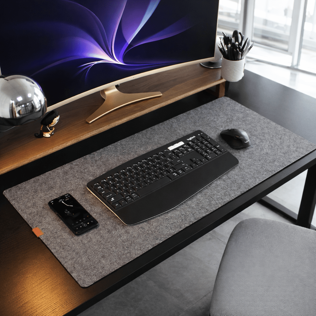 Large Scratch-Resistant Wool Felt Desk Mat with Non-Slip Backing for Home Office
