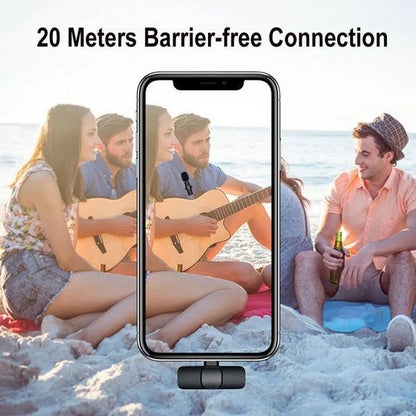 Portable Wireless Clip-On Microphone - 20m Range, Multi-Device Compatible