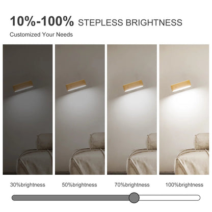 Elegant Wood Magnetic Desk Lamp with 360° Swivel & Rechargeable Power