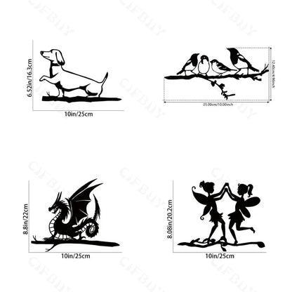 Metal Bird Tree and Garden Decor | Silhouette Designs of Birds/Dragons/Fairies/Dogs | Outdoor Decoration