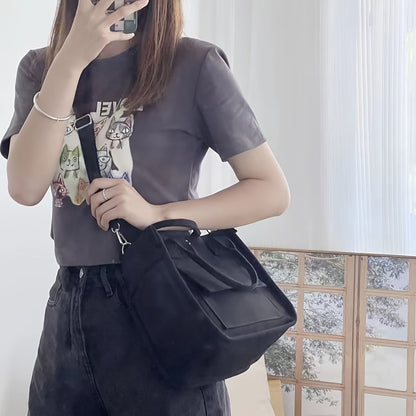 Canvas Sling Bag – White Shoulder Bag with Magnetic Closure and Adjustable Strap