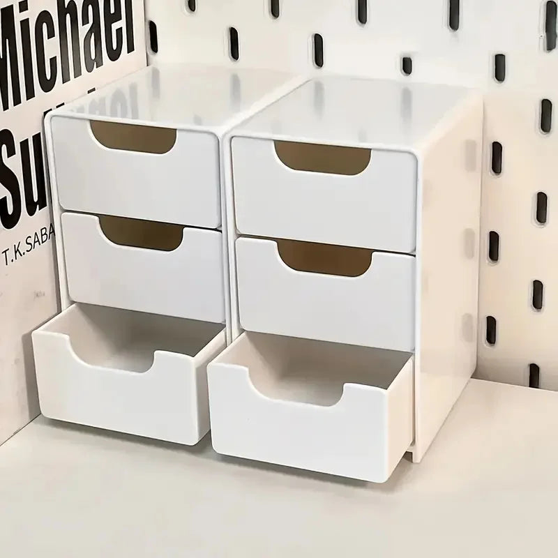 3-Tier Cosmetic Storage Organizer | Plastic Drawer Box | Jewelry and Office Supply Organizer