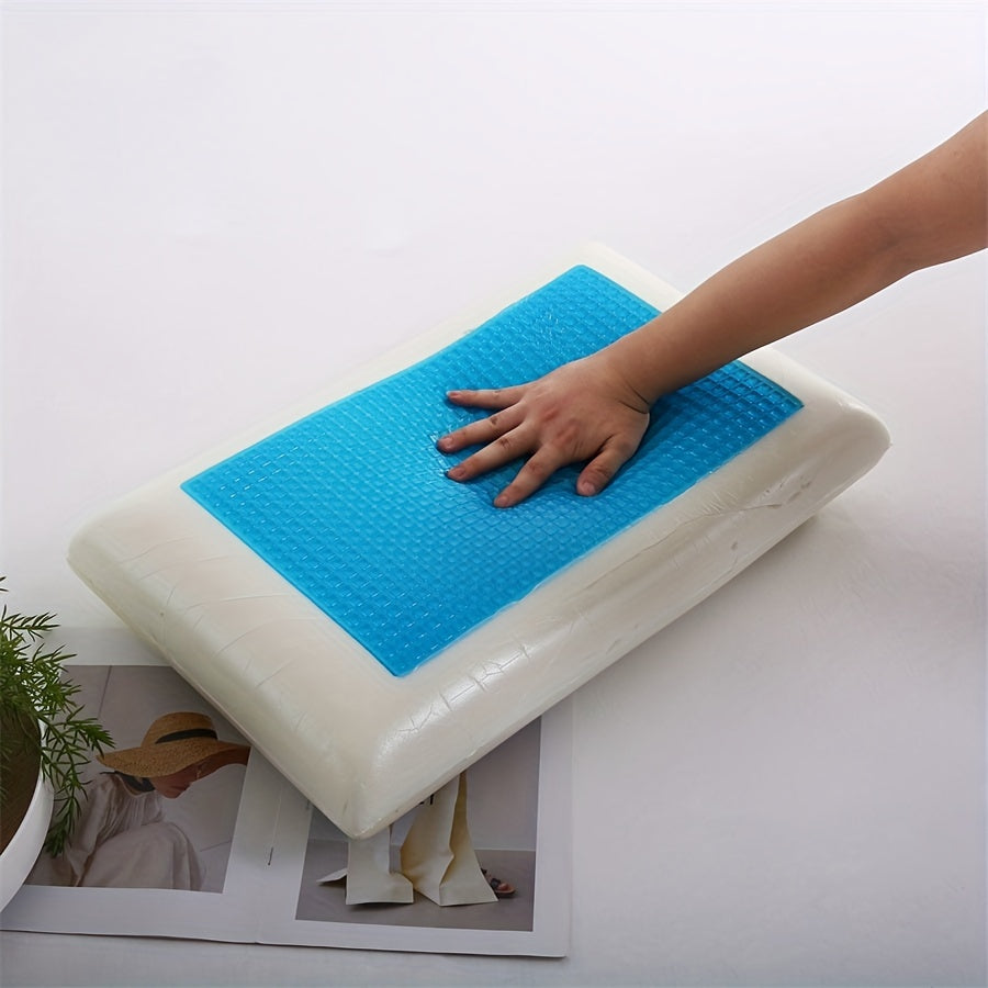 Ergonomic Memory Foam Pillow with Cooling Gel Core and Breathable Mesh - 1pc for Neck and Back Support