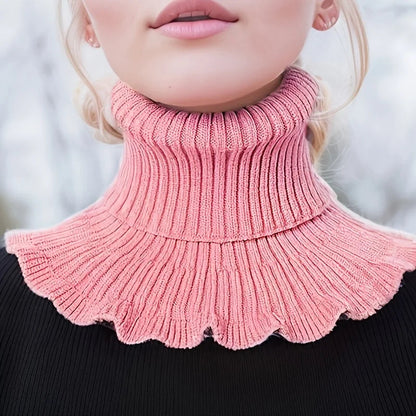 Black and White Knit Collar | Stylish Removable Ruffled Neckline | Soft, Warm and Elegant for Women | Fashionable Faux Collar
