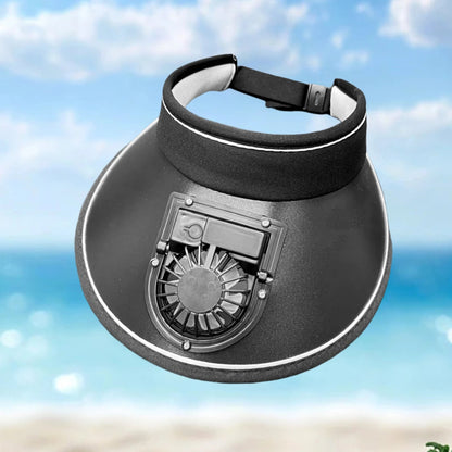 Sun Hat with Large Brim and UV Protection - USB Fan Summer Visor