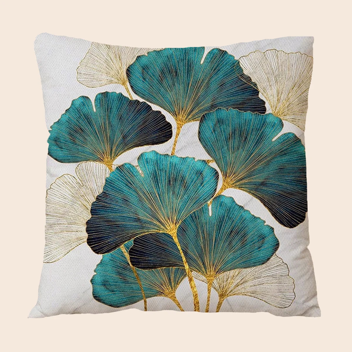 Soft and Cozy Cushion Cover with Ginkgo Leaf Design | 45×45 cm