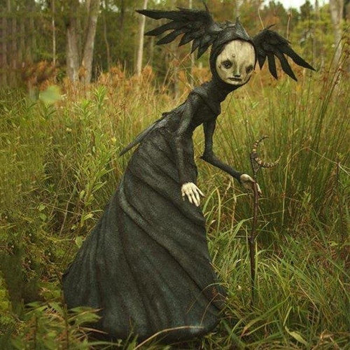 Dark Resin Witch Figurines for Halloween and Gothic Home Decor