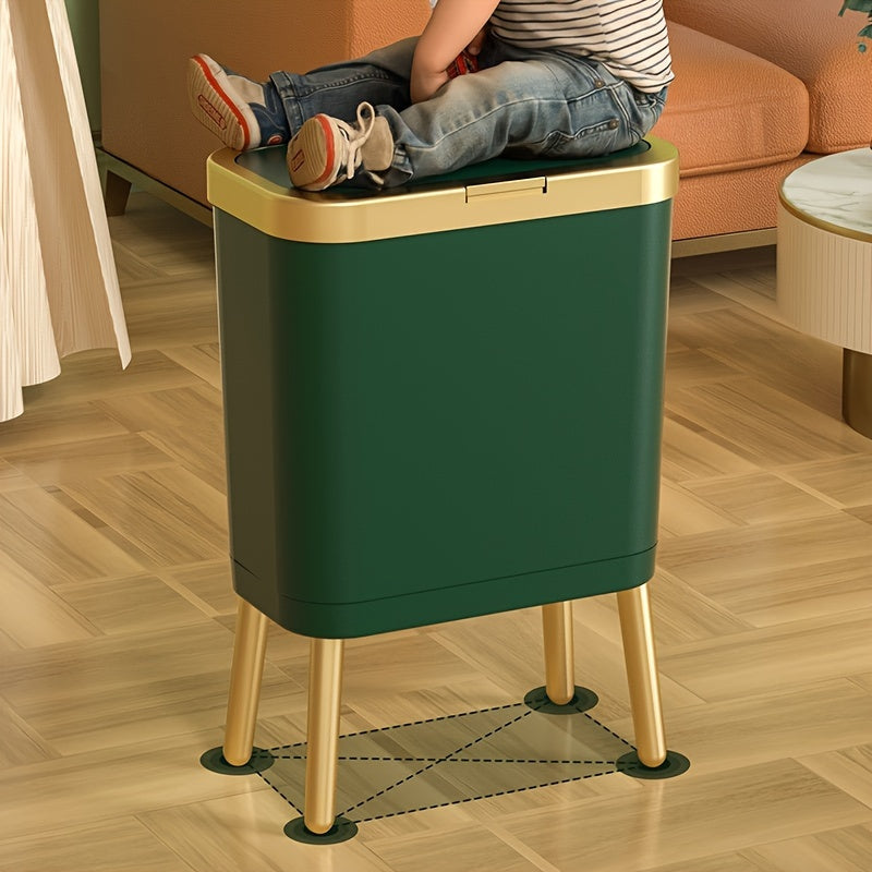 Slim Bathroom Waste Bin with Odor-Sealing Lid – 15L Trash Can