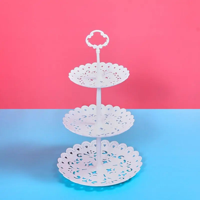 Three-Tier Fruit and Dessert Stand | Stylish Plastic Tray | 23×23×39 cm