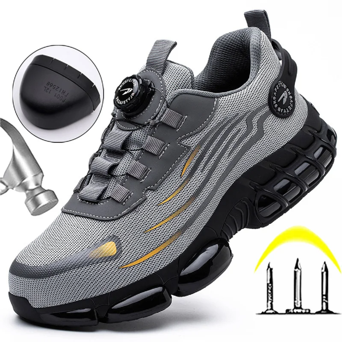 Safety Work Shoes with Rotating Buttons – Anti-Smash and Anti-Puncture