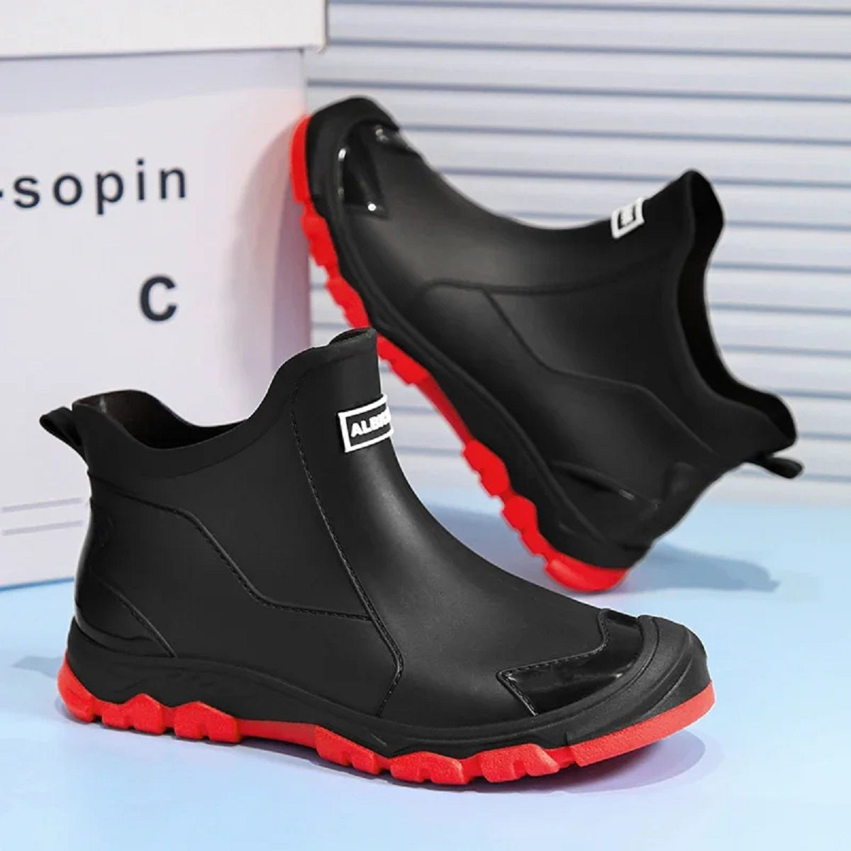 Ankle Rain Boots for Men - Waterproof, Warm, and Slip-Resistant Rubber