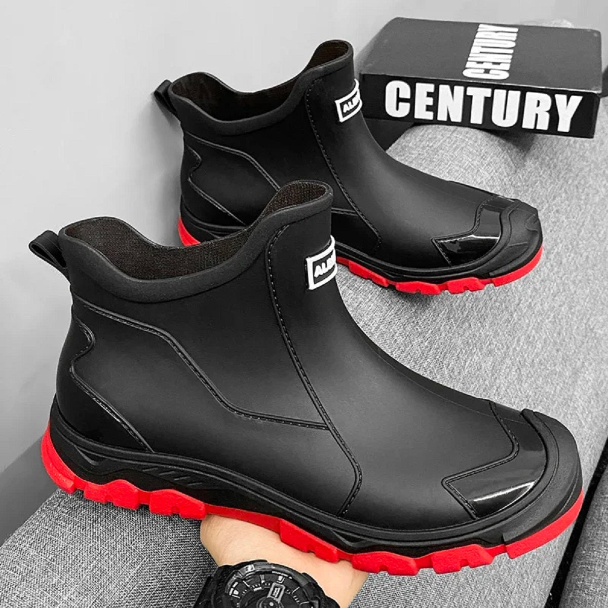 Ankle Rain Boots for Men - Waterproof, Warm, and Slip-Resistant Rubber