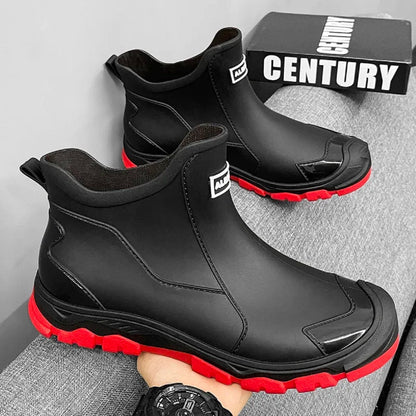 Ankle Rain Boots for Men - Waterproof, Warm, and Slip-Resistant Rubber