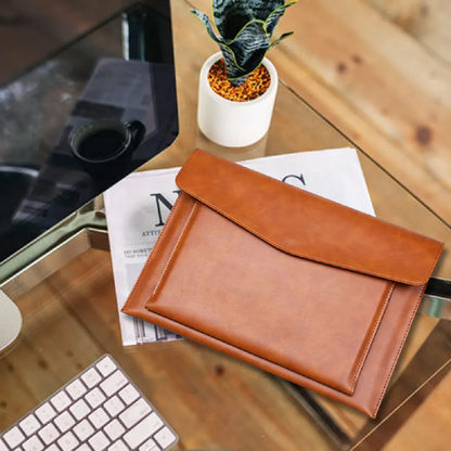 Business Briefcase Bag for Laptops - PU Leather File Holder