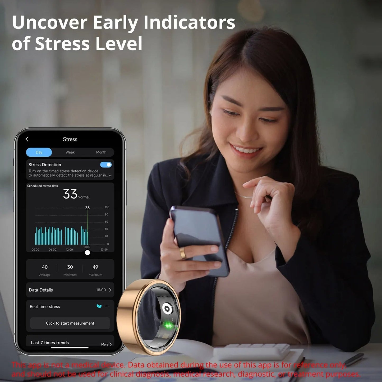 Health Tracker Ring with Charging Case