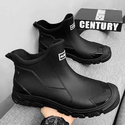 Ankle Rain Boots for Men - Waterproof, Warm, and Slip-Resistant Rubber
