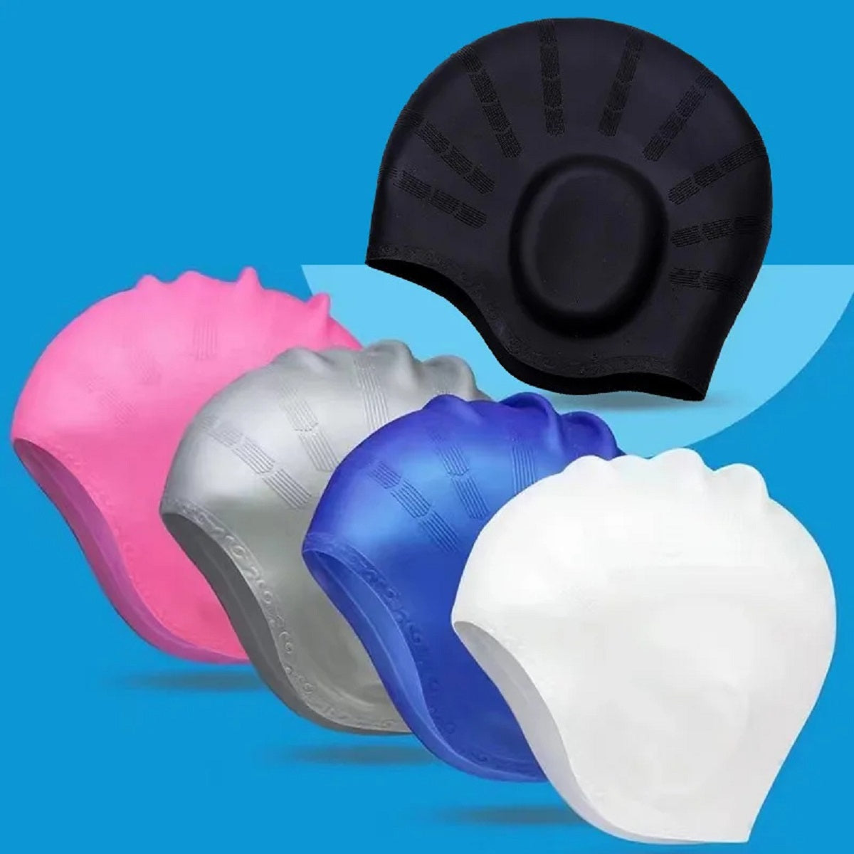Silicone Swim Cap for Pool - Waterproof, Non-Slip Design with Ear Cover