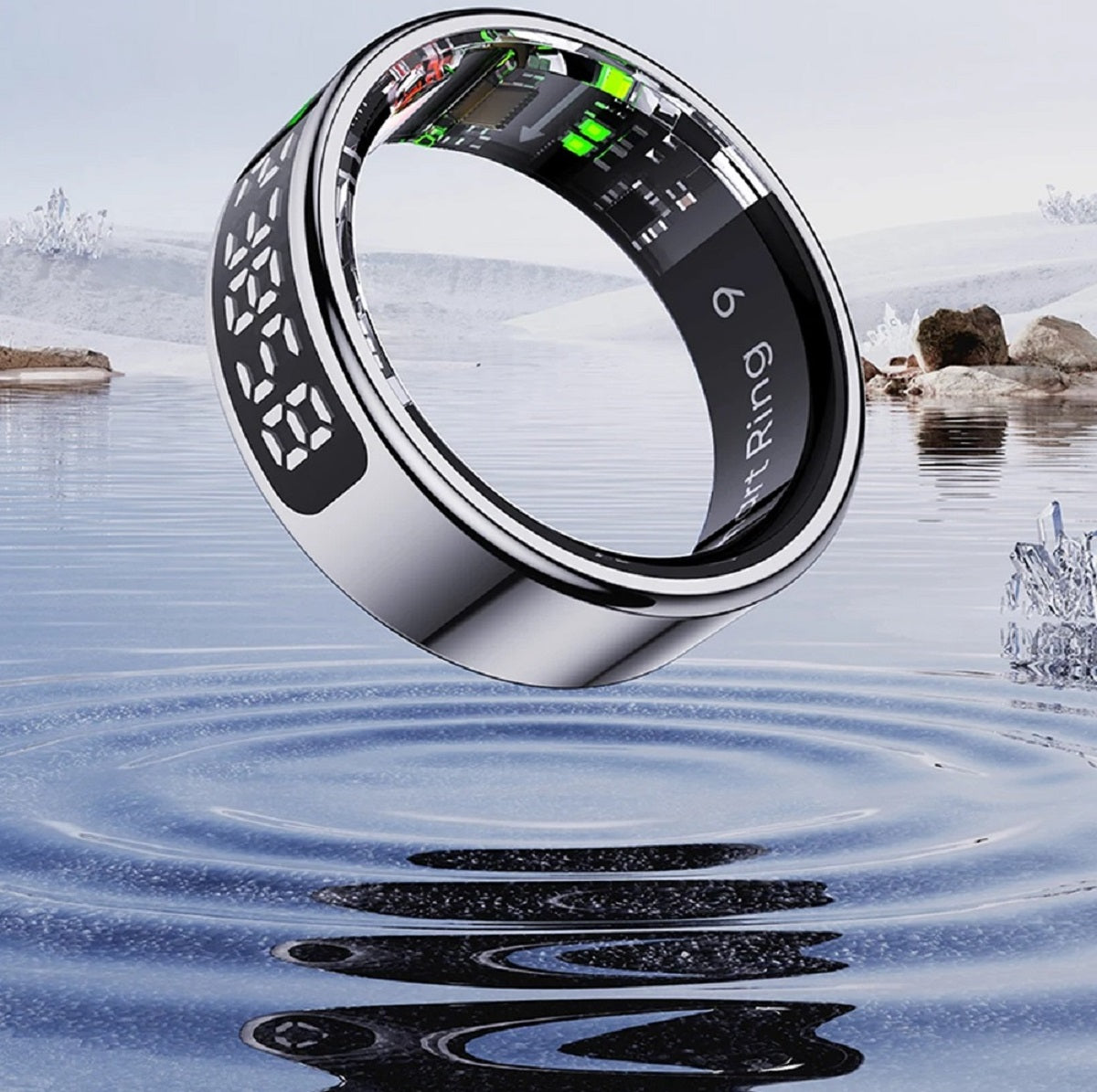 Touchscreen Health Tracker Smart Ring - 5ATM Waterproof Display