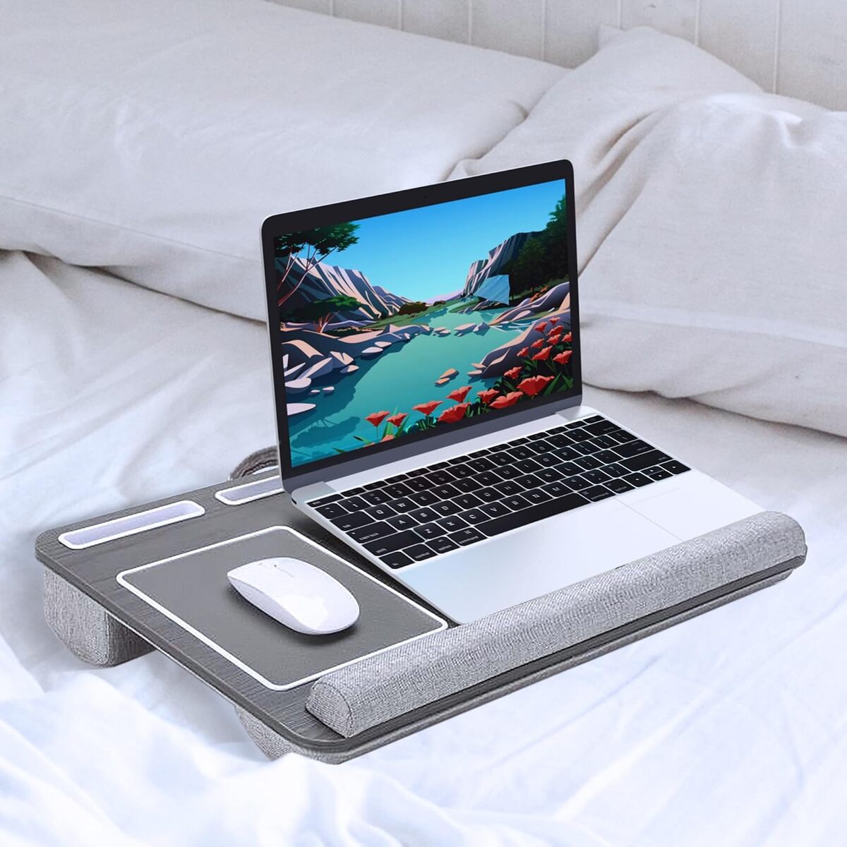 Lap Desk for Laptops – Portable with Anti-Slip Double Groove & Mouse Pad