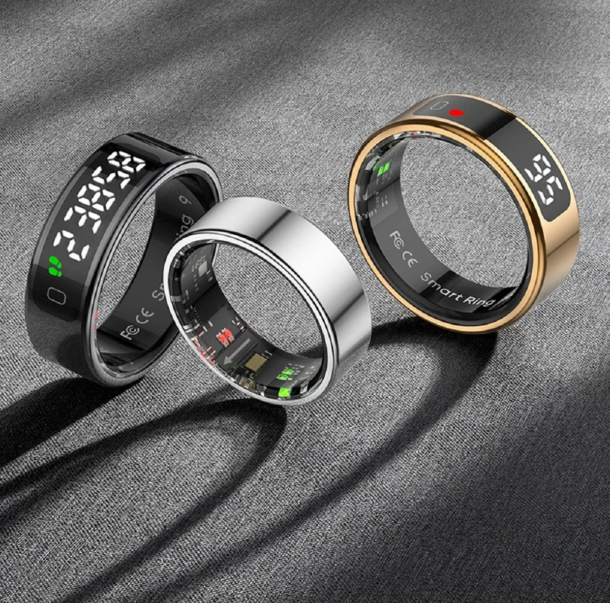 Touchscreen Health Tracker Smart Ring - 5ATM Waterproof Display