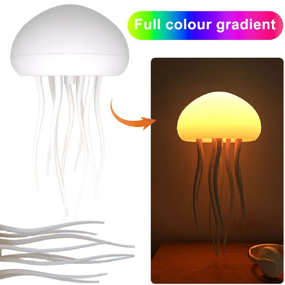 Voice-Activated Bedside Lamp with RGB Jellyfish Design and Type-C