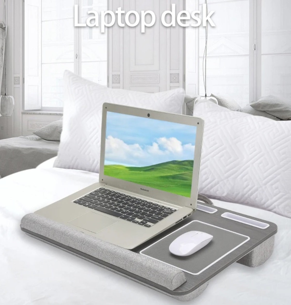 Lap Desk for Laptops – Portable with Anti-Slip Double Groove & Mouse Pad