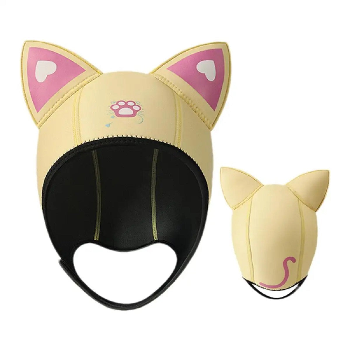 Warm Snorkeling Hat with Cute Cat Ear Design - Elastic Neoprene Hood