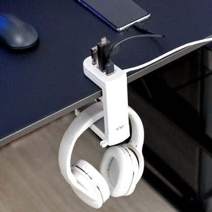 USB Charging Station with Rotating Headphone Holder