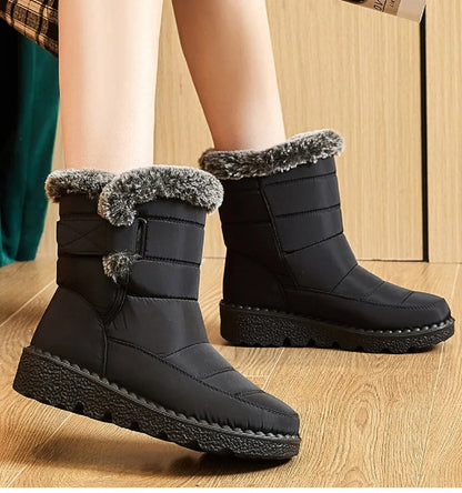 Fur-Lined Ankle Boots for Women - Low Heel Winter Footwear