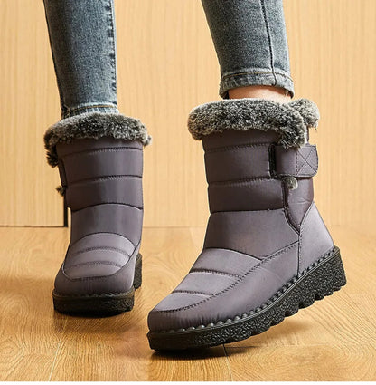 Fur-Lined Ankle Boots for Women - Low Heel Winter Footwear