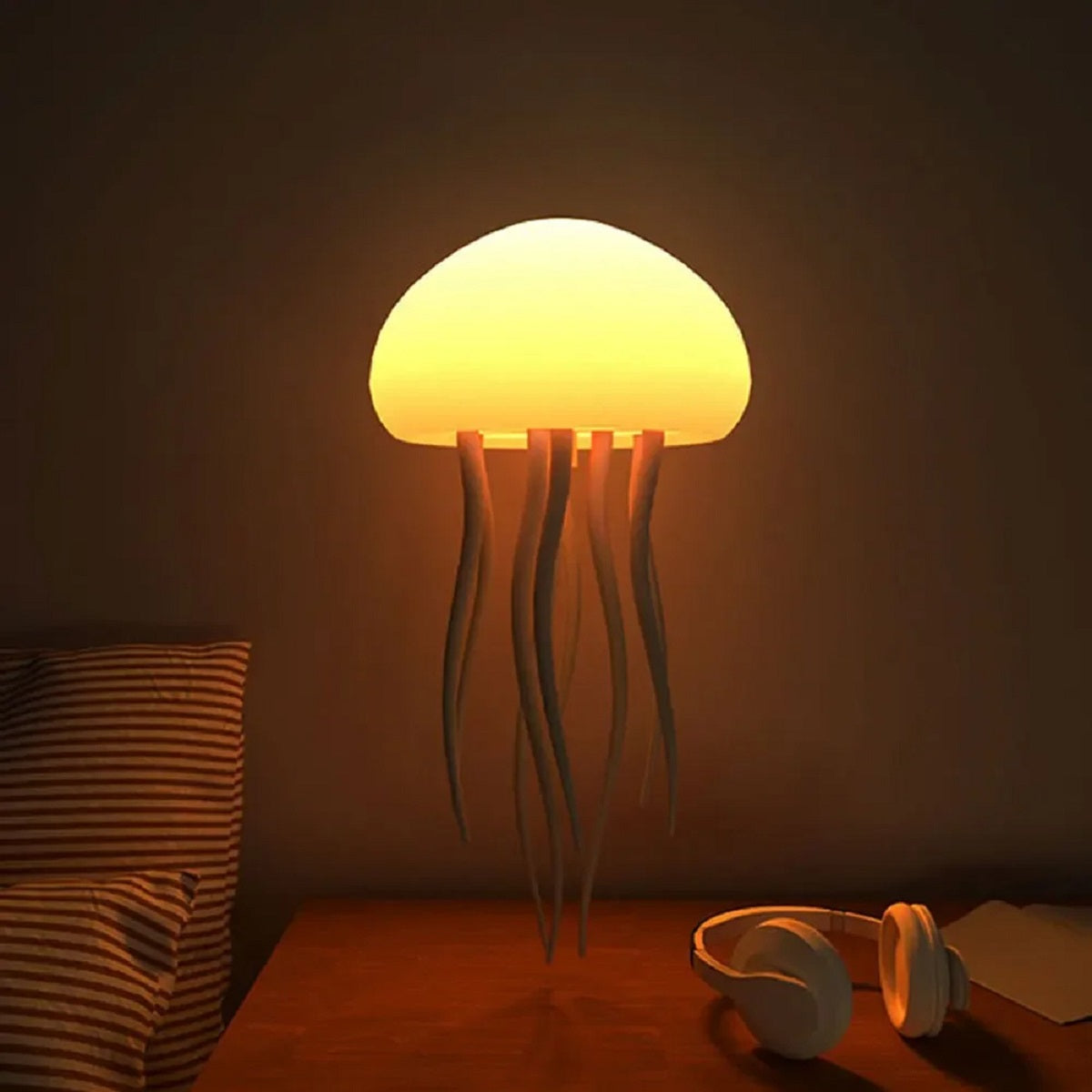 Voice-Activated Bedside Lamp with RGB Jellyfish Design and Type-C