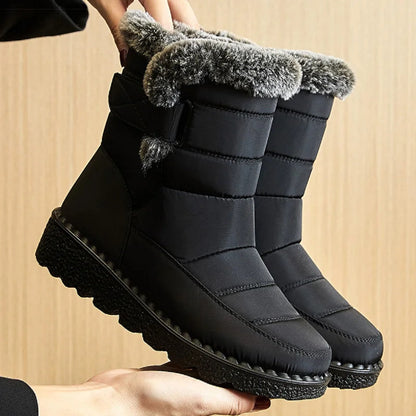 Fur-Lined Ankle Boots for Women - Low Heel Winter Footwear