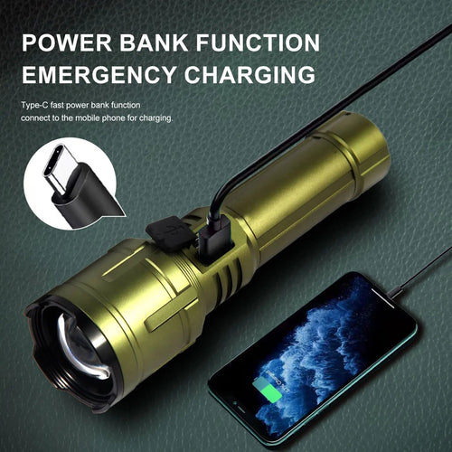 Ultra-Bright Waterproof Flashlight with Zoom and Flame Function