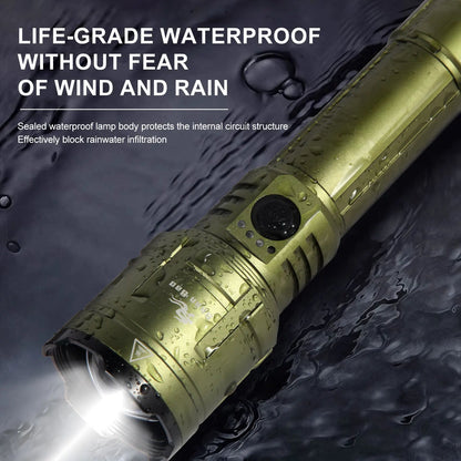 Ultra-Bright Waterproof Flashlight with Zoom and Flame Function
